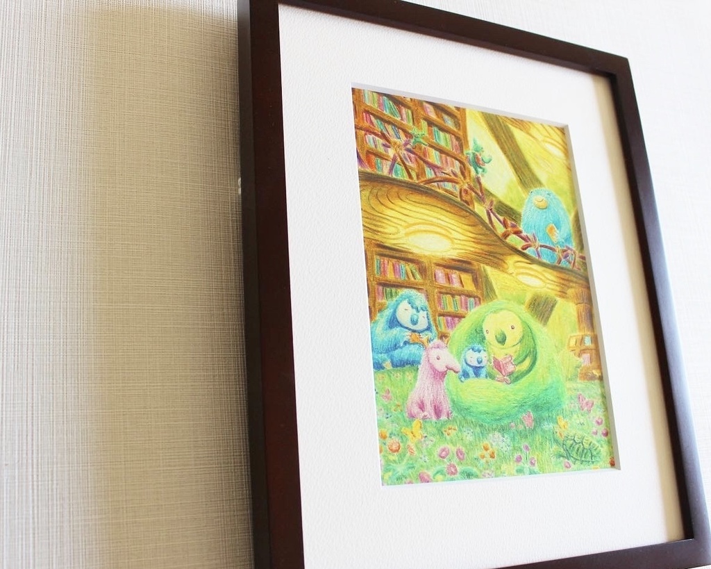 色鉛筆画「緑の図書館」