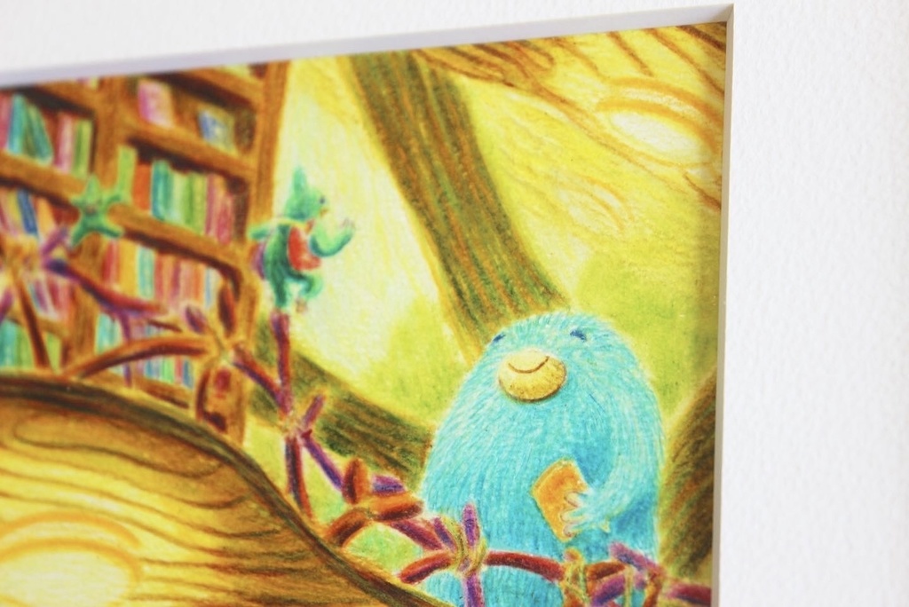 色鉛筆画「緑の図書館」