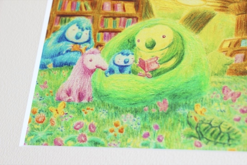 色鉛筆画「緑の図書館」