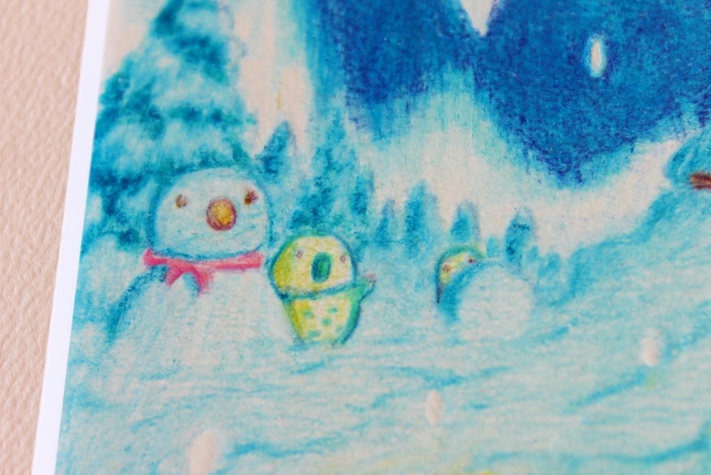 色鉛筆画「にぎやかな冬眠」