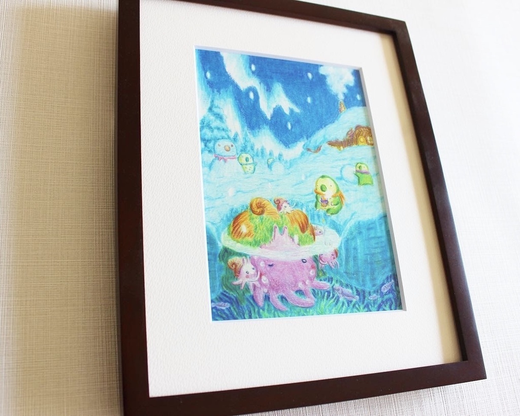 色鉛筆画「にぎやかな冬眠」