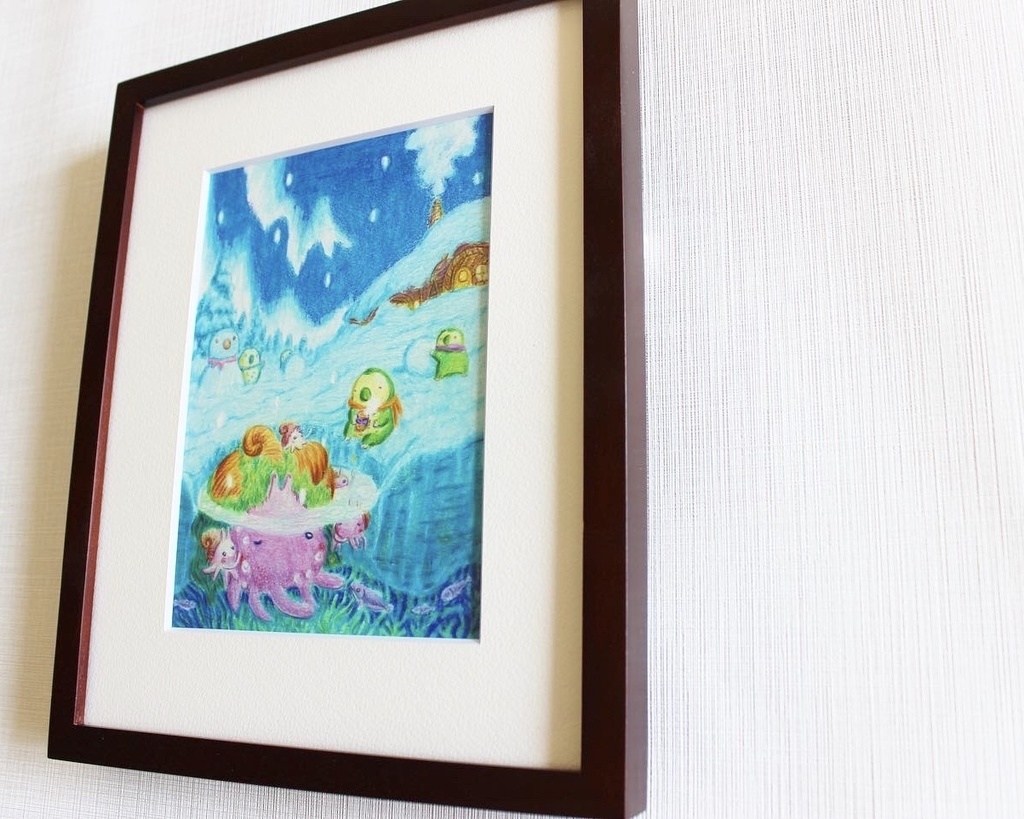 色鉛筆画「にぎやかな冬眠」