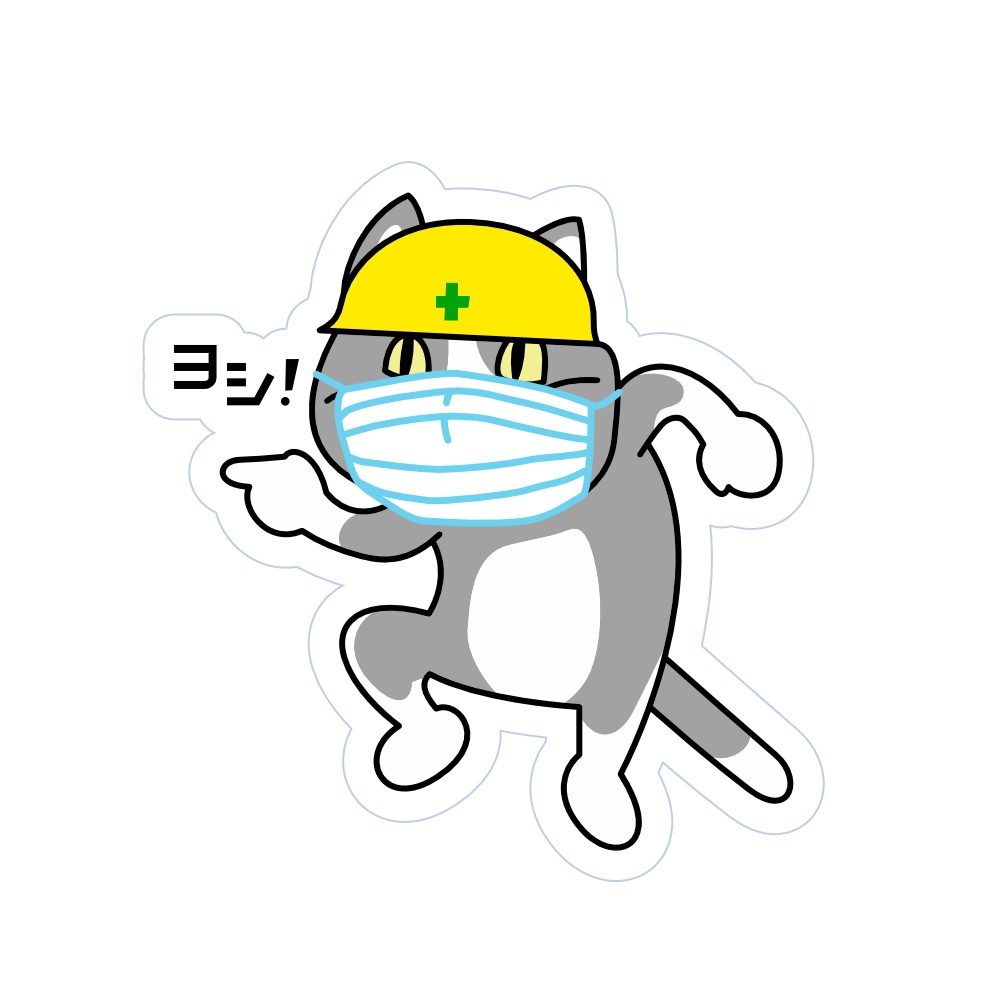マスク現場猫ステッカー 5cmサイズ Japanese Internet Memes Booth