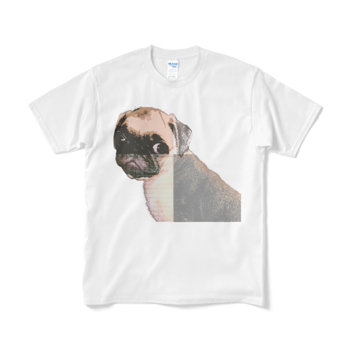 送料込み 見返りパグ 半袖Tシャツ 5.3オンス ホワイト