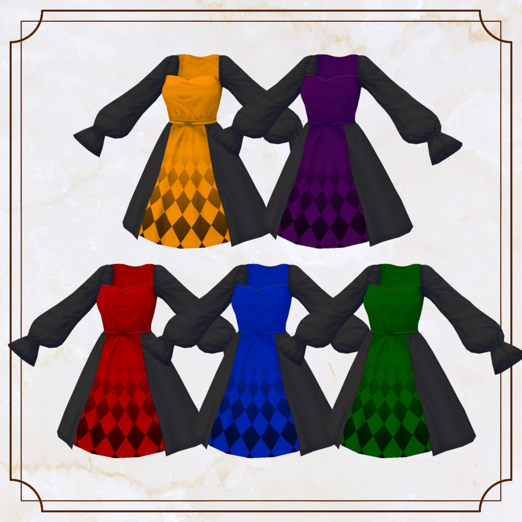 【VRoid】ハーキリンチェックワンピース