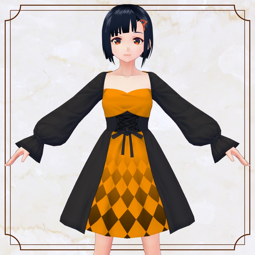 【VRoid】ハーキリンチェックワンピース