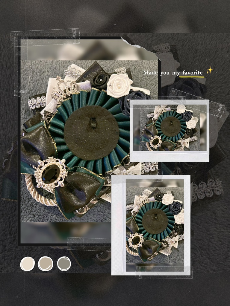 【数量限定】17番 痛ロゼット (カラー:グリーン×ブラック×ホワイト×シルバー系) オタ活