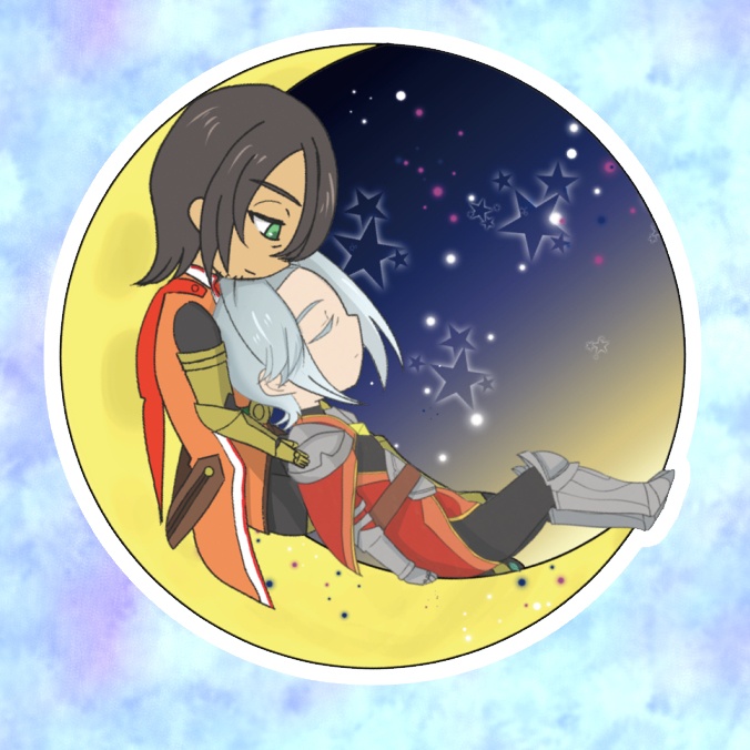 主従アクリルキーホルダー（三日月朝焼け）