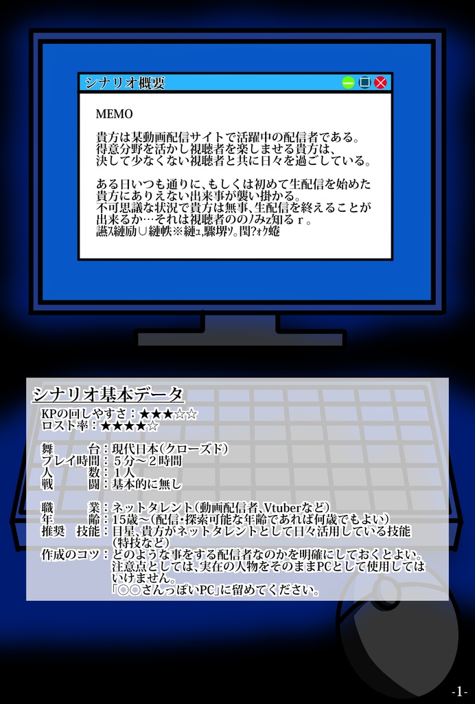 【新CoCシナリオ】We love stream...