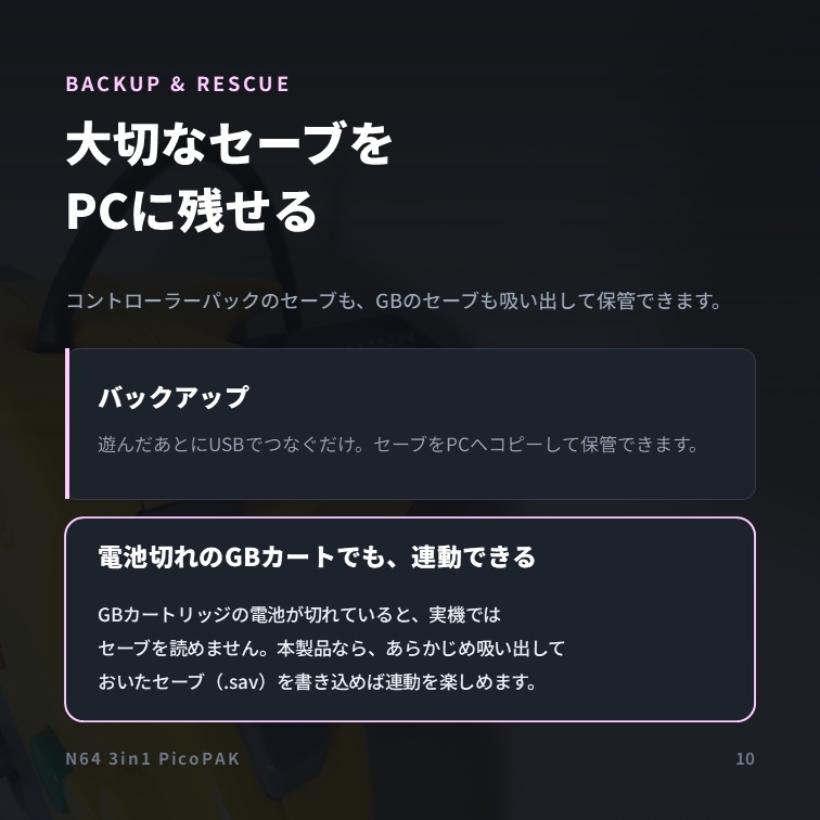 N64 3in1 PicoPAK | 振動パック+コントローラーパック+トランスファーパック