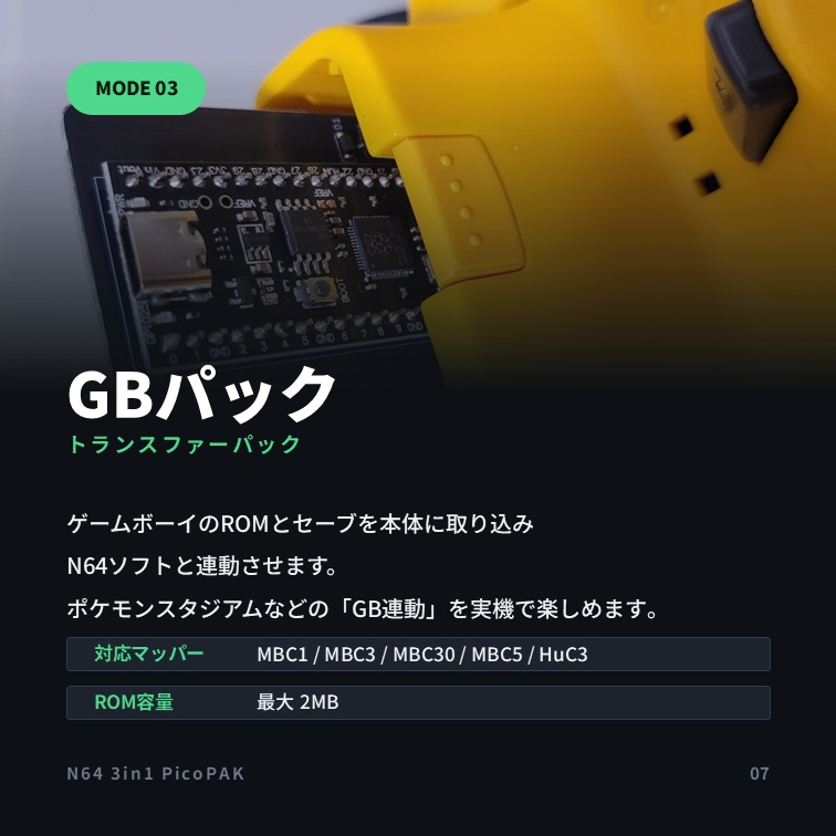N64 3in1 PicoPAK | 振動パック+コントローラーパック+トランスファーパック
