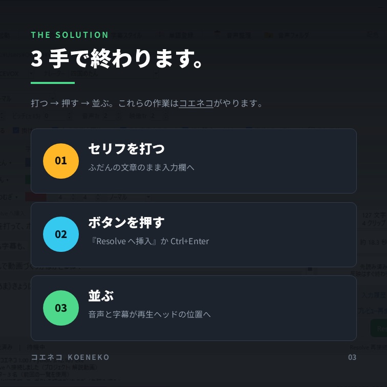 コエネコ|DaVinci Resolve に音声と字幕をまとめて挿入【VOICEPEAK / VOICEVOX 対応】