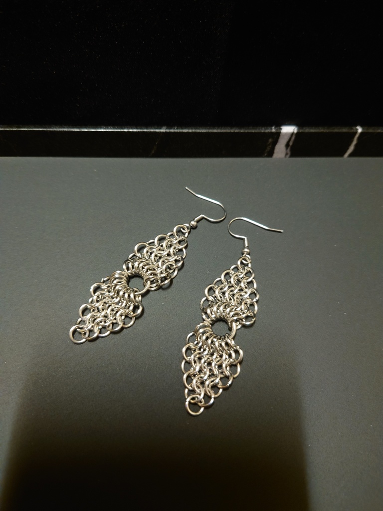 チェインメイルシルバーロングピアス 14