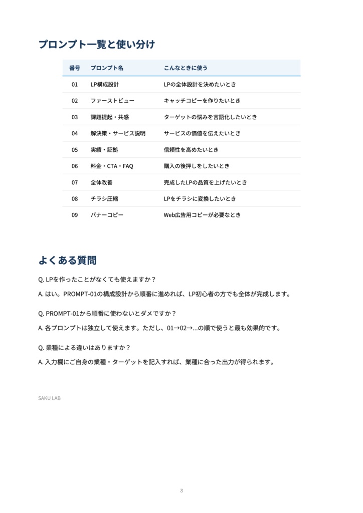 【LP・チラシ制作者向け】コピーライティング完全プロンプトシステム|構成から一文まで一式