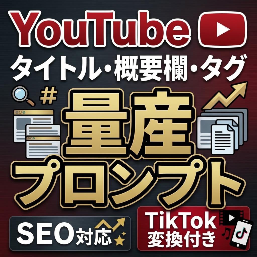 【YouTuber・動画編集者向け】YouTube タイトル・概要欄・タグ 量産プロンプトパック