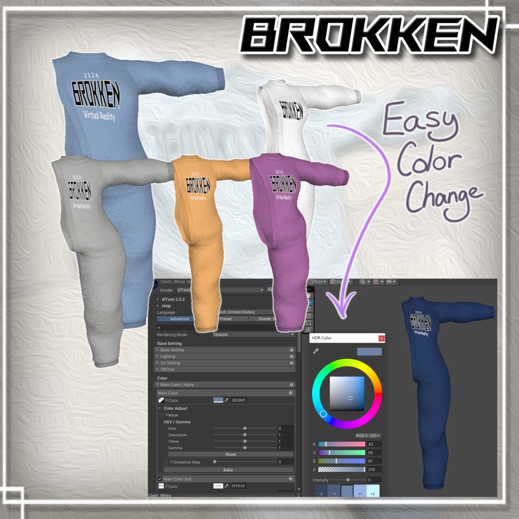 【6 アバター対応】衣装3Dモデル - Brokken