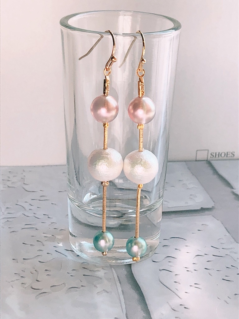 三連パールのピアス/イヤリング・バディ
