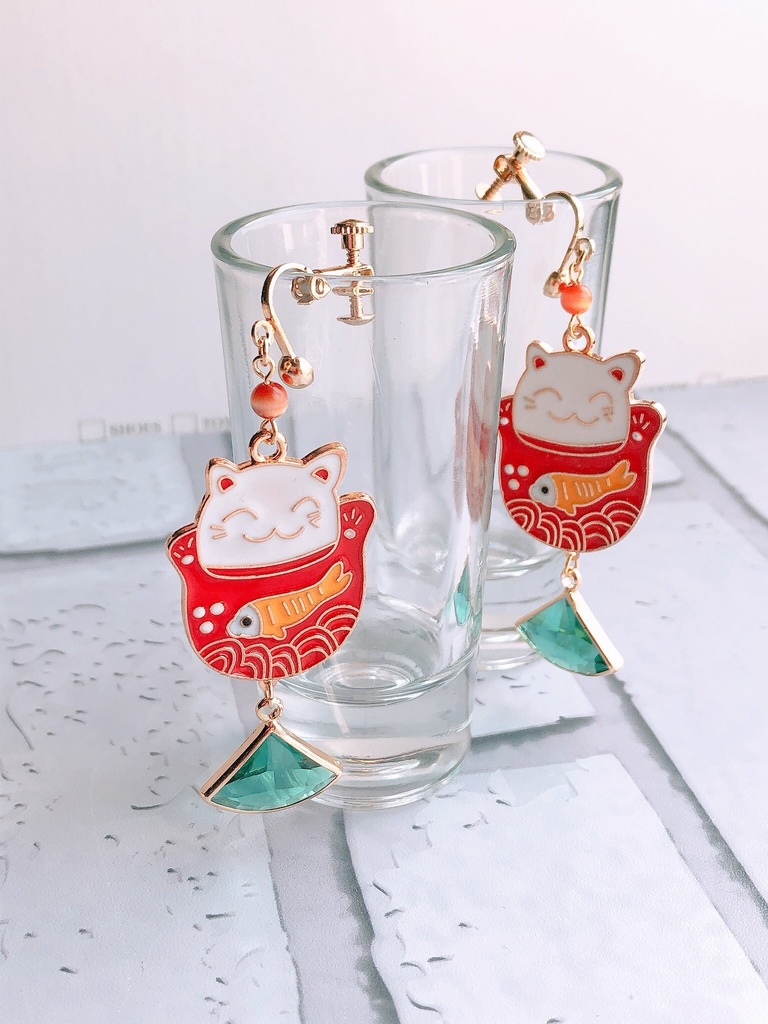 儲かりまっかーな猫のピアス/イヤリング