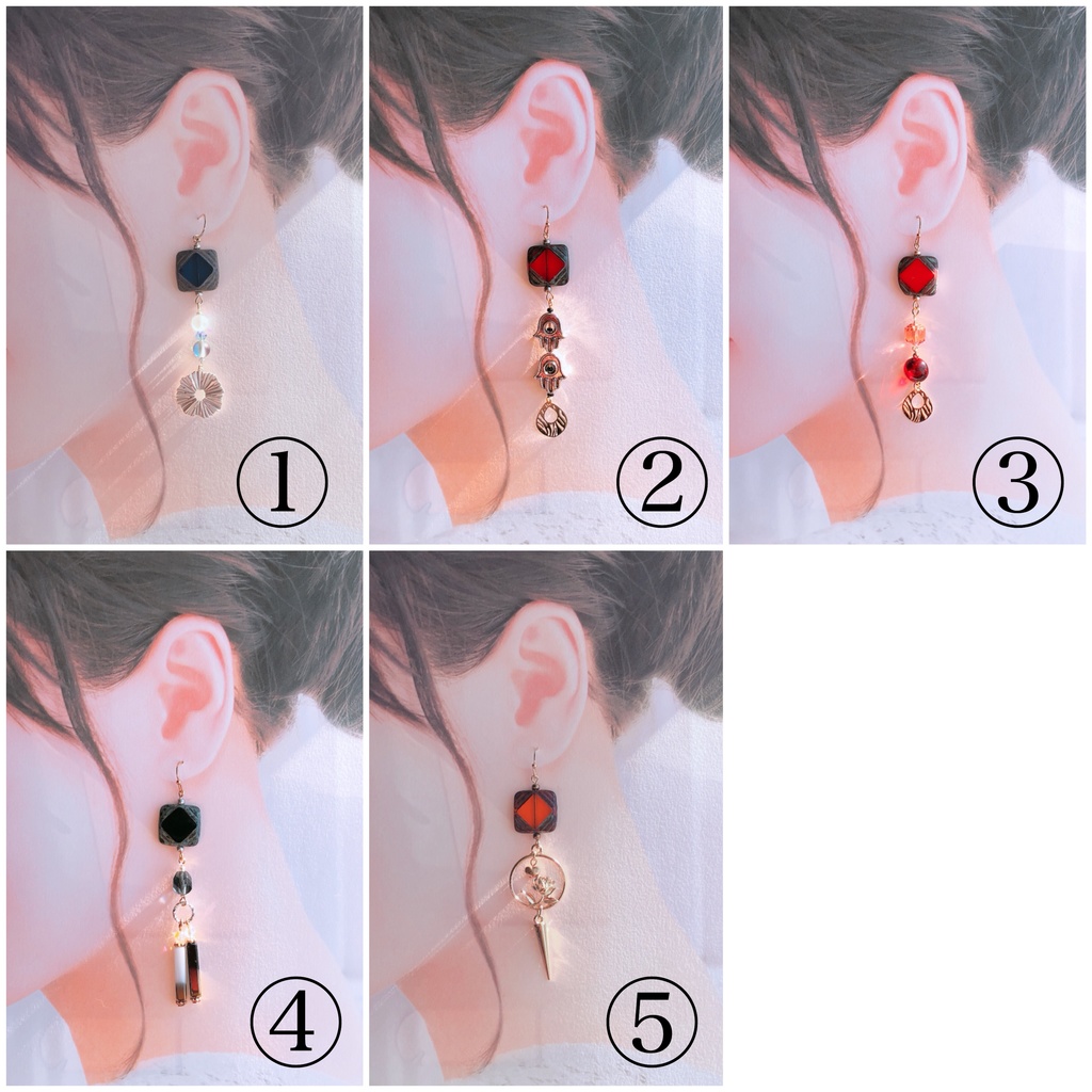 【じゅ】お揃いチェコのピアス(五・宿・虎・伏・釘)