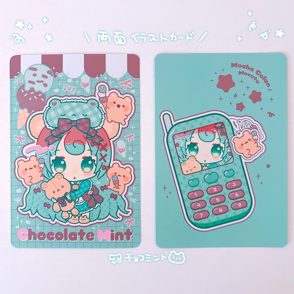 スイーツな女の子両面イラストカード