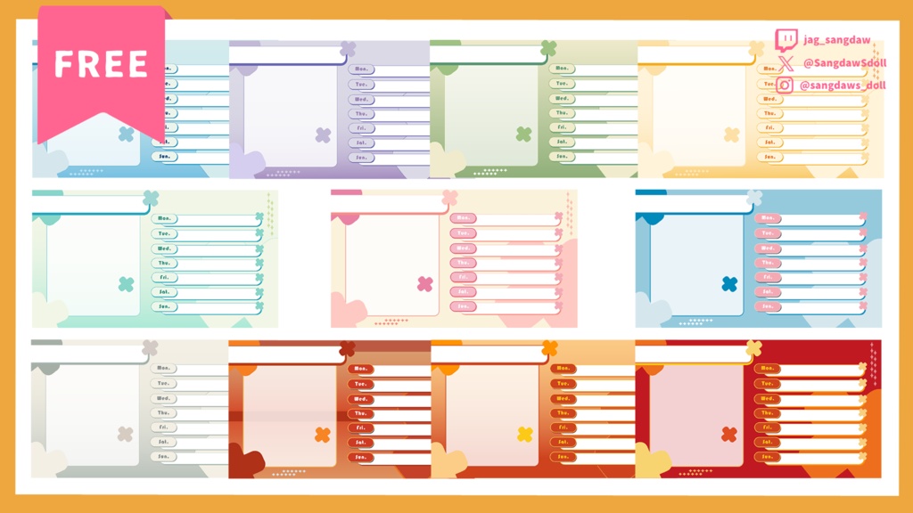 【FREE】VTuber/週間スケジュール表/weeklyschedule
