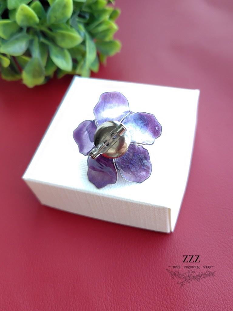 冥王の青紫薔薇ブローチ【no-002】