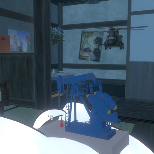 採油機と追従ヘリ