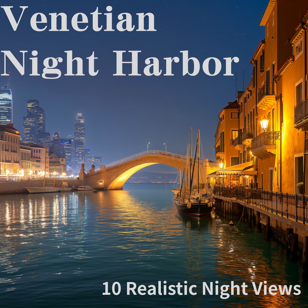 Venetian Night Harbor – 10 Views Set
