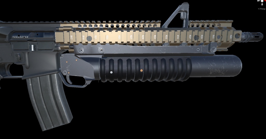 【VRChat想定】AR-15用RIS2ハンドガード&M203フロントキット