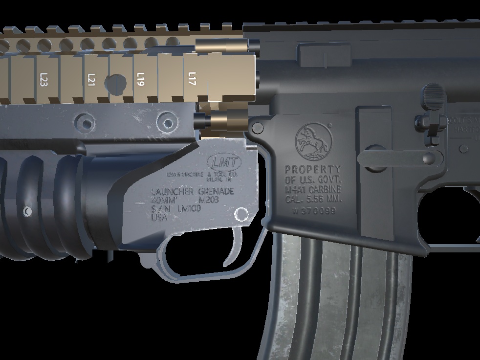 【VRChat想定】AR-15用RIS2ハンドガード&M203フロントキット