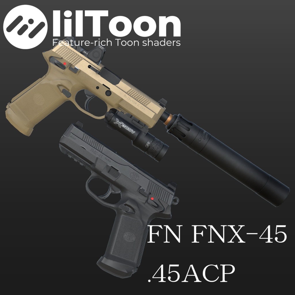 【VRChat想定】FNX45 ピストル