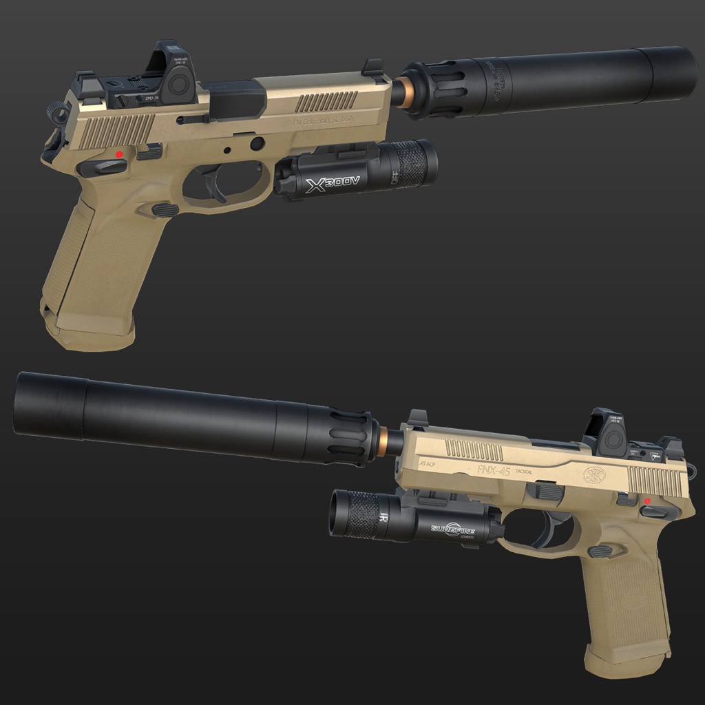 【VRChat想定】FNX45 ピストル