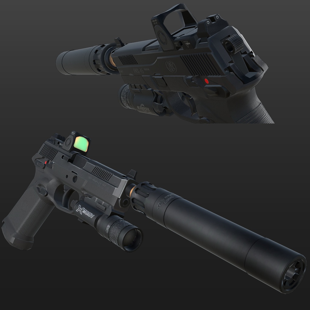 【VRChat想定】FNX45 ピストル