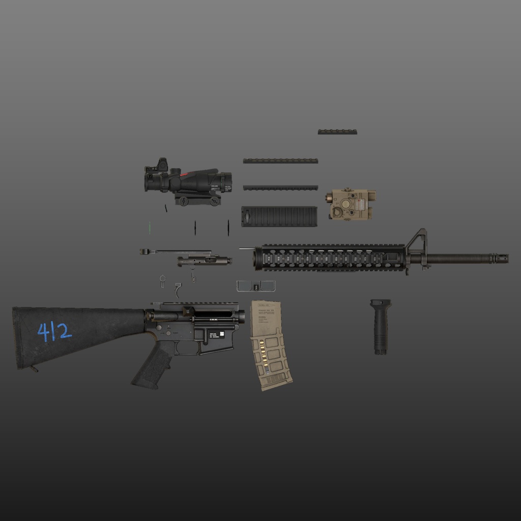 【VRChat想定】M16A4 アサルトライフル