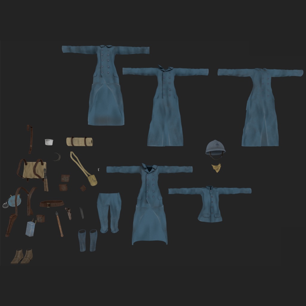 【VRCHAT想定】ホライズンブルー 戦闘服セット