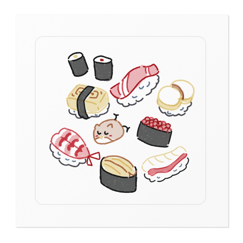 よんふくステッカー(お寿司)
