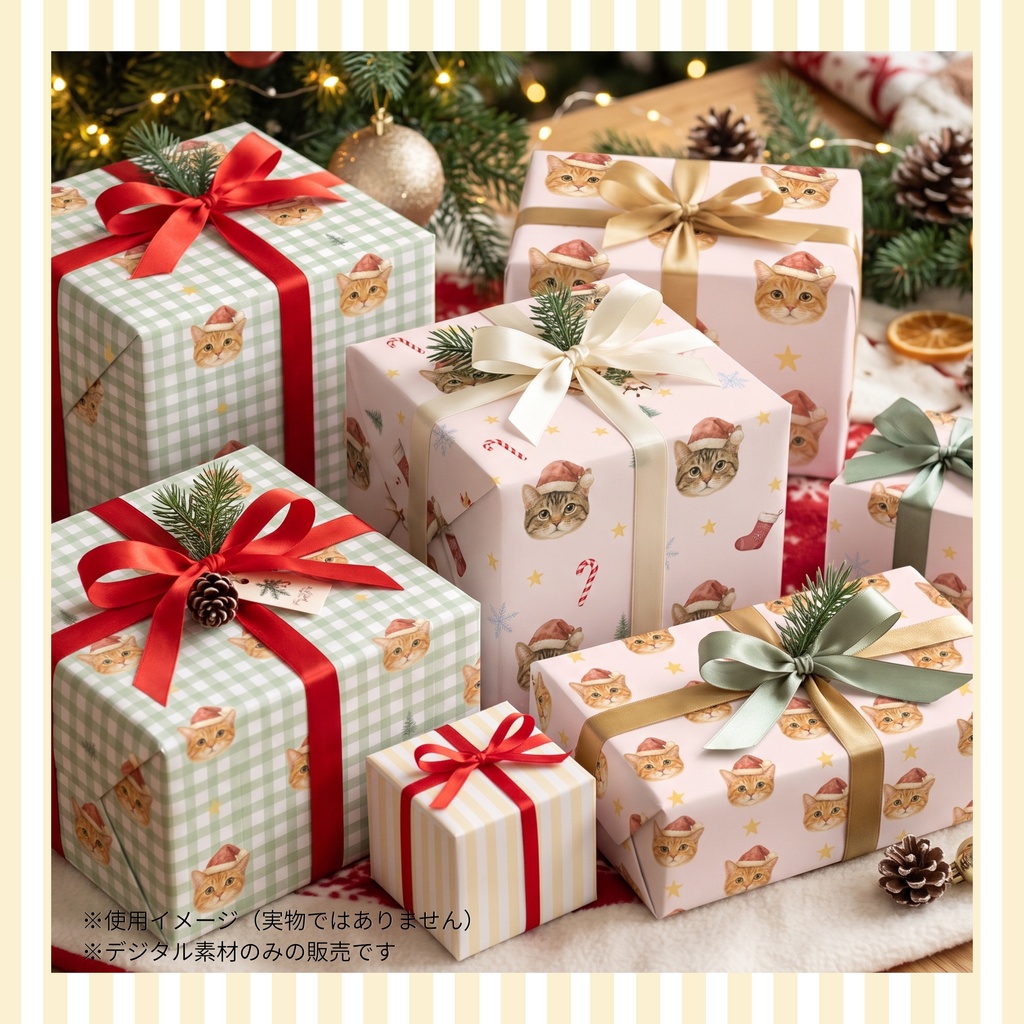 ほっこりクリスマス猫 パターン素材12選|シームレスデジタルペーパー|Cozy Christmas Cat Seamless Patterns