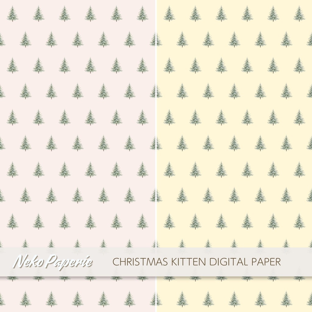かわいいクリスマス子猫 パターン素材12選|シームレスデジタルペーパー|Cozy Christmas Kitten Seamless Patterns