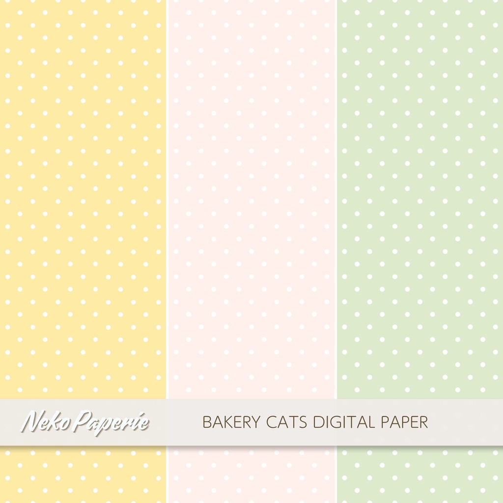 ほっこり美味しい「猫×ベーカリー」パターン12選|シームレスデジタルペーパー|Cozy Cat Bakery Seamless Patterns