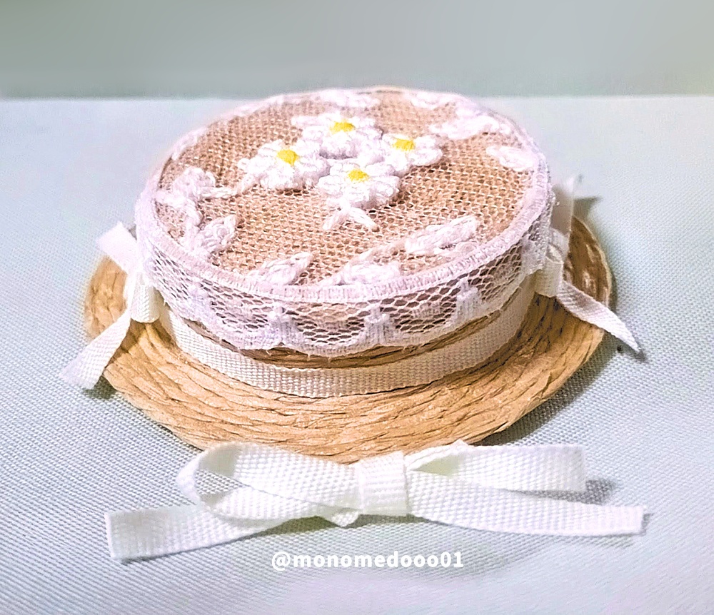 フラワーレースのミニカンカン帽(8cm未満のぬい用)