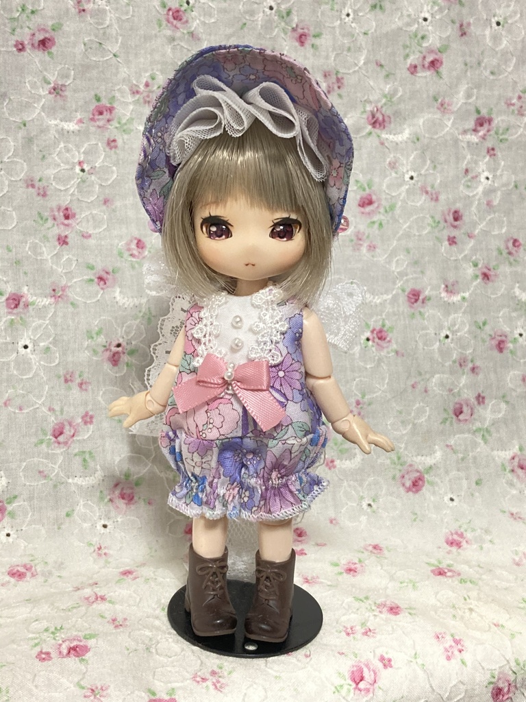オビツ11 ロンパース(紫小花)