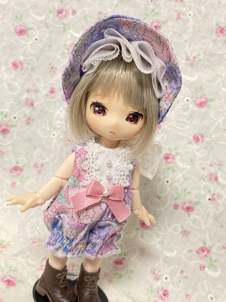 オビツ11 ロンパース(紫小花)