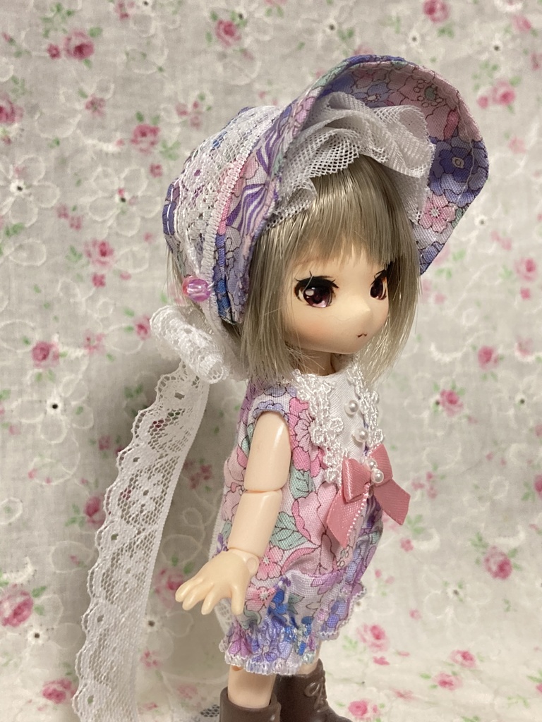 オビツ11 ロンパース(紫小花)