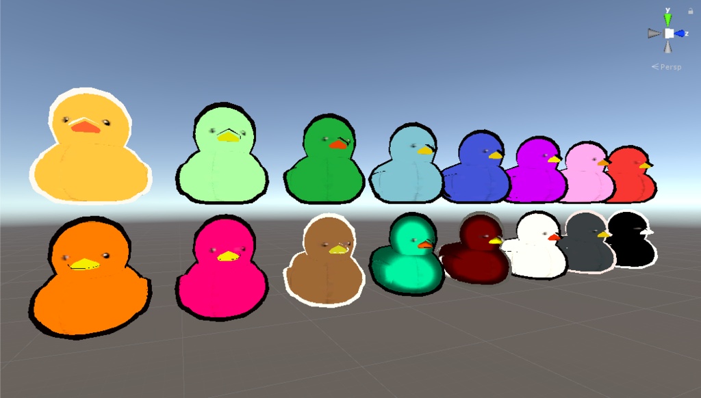 【無料アリ】あひる 16色セット アウトライン・ゲーミングアヒルシェーダー付き (RubberDuck )