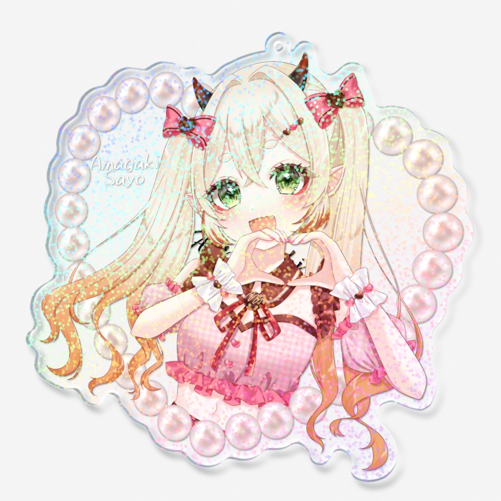 甘柿鬼さよ_ホログラムアクリルキーホルダー_バレンタインver