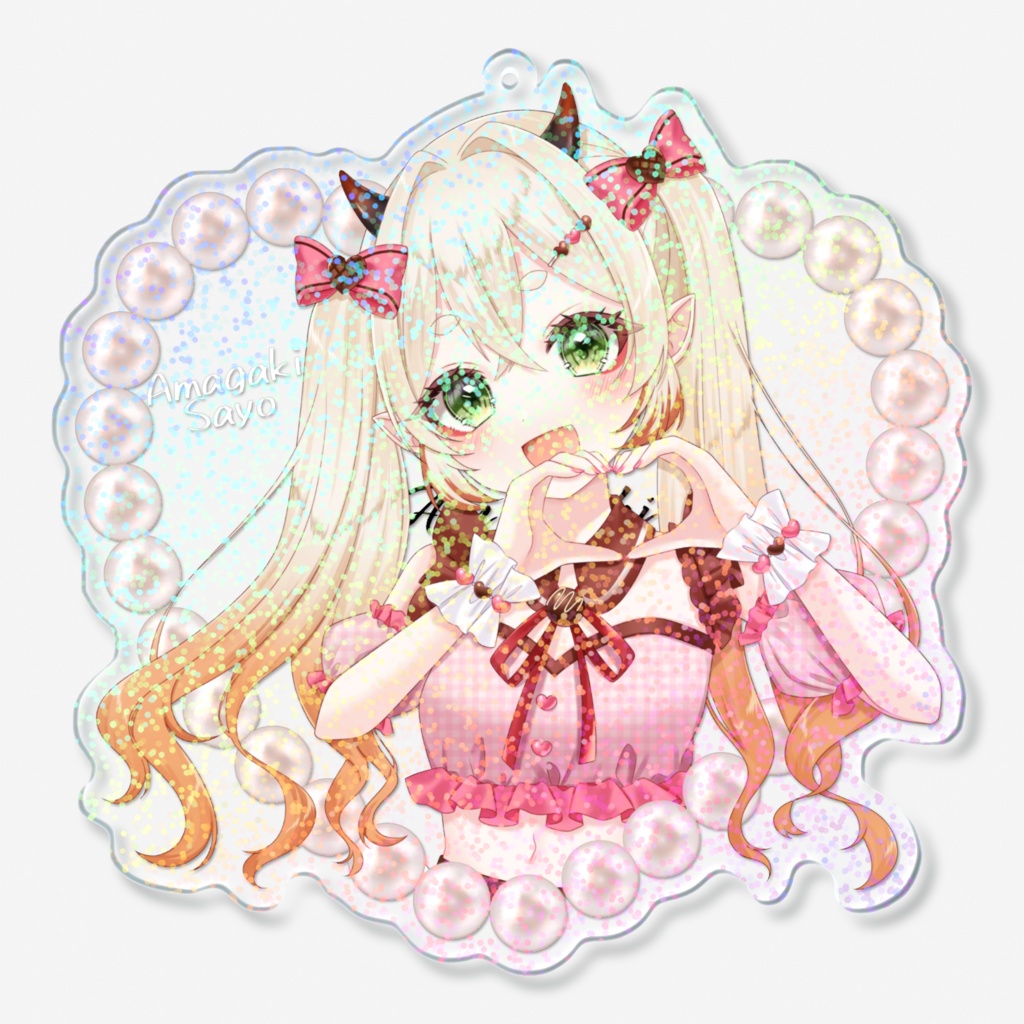 甘柿鬼さよ_ホログラムアクリルキーホルダー_バレンタインver