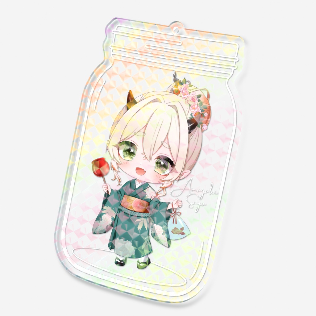 甘柿鬼さよ_ホログラムアクリルキーホルダー_浴衣姿ver