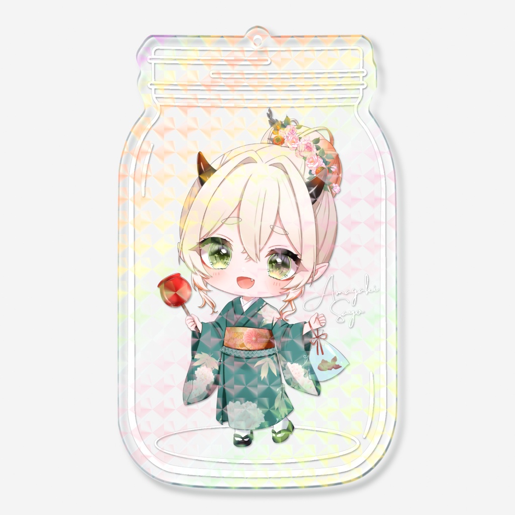 甘柿鬼さよ_ホログラムアクリルキーホルダー_浴衣姿ver