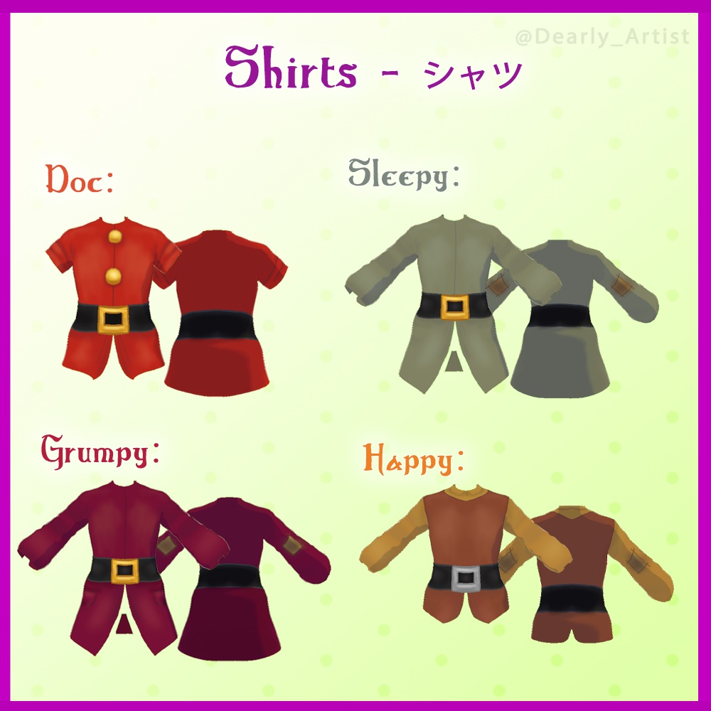 7 Dwarfs Cosplay || .vroidcustomitems & .vroid & .vrm || (Dearly Artist)