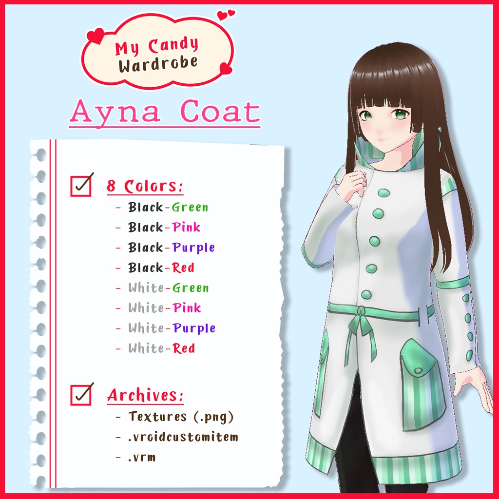 My Candy Wardrobe - Ayna Coat || VRM & Vroid & Vroid Custom Items